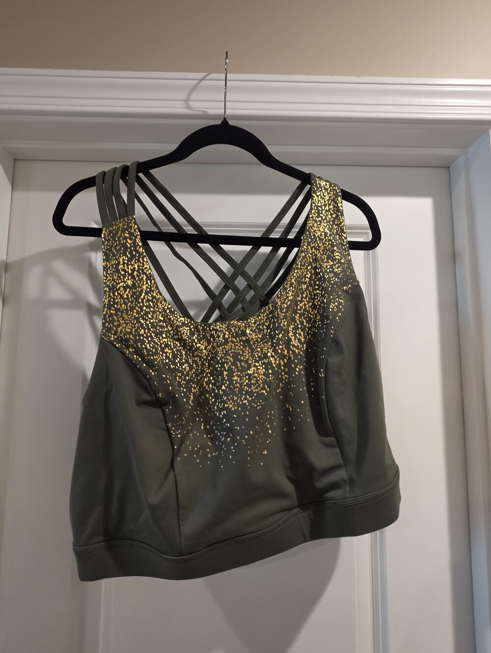 Torrid Olive Green Sports Bra with Gold Speckle Accents